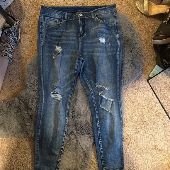 Distressed Blue Jeans for Women - Picture 1 of 11